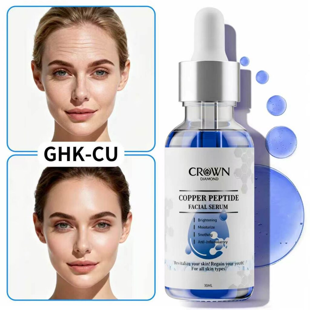 Own Brand Blue Copper Peptide Ghk-Cu Anti-Aging Anti-Wrinkle Firming Repair Facial Serum