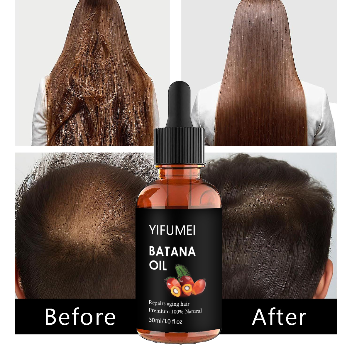 Batana hair oil hair-care result presentation