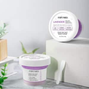Lavender dead sea salt body scrub main product jar display