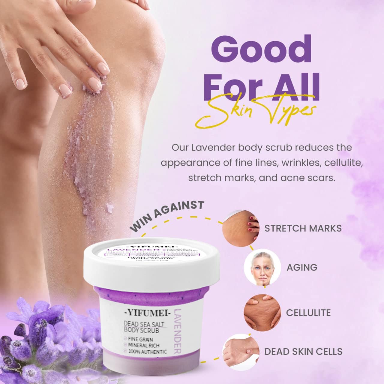 Custom Logo Lavender Dead Sea Salt Body Scrub