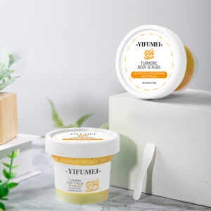 Turmeric dead sea salt body scrub main product jar display